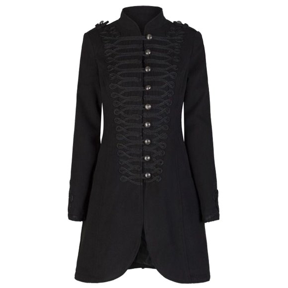 Ladies Military Style Coat Black Wool Victorian